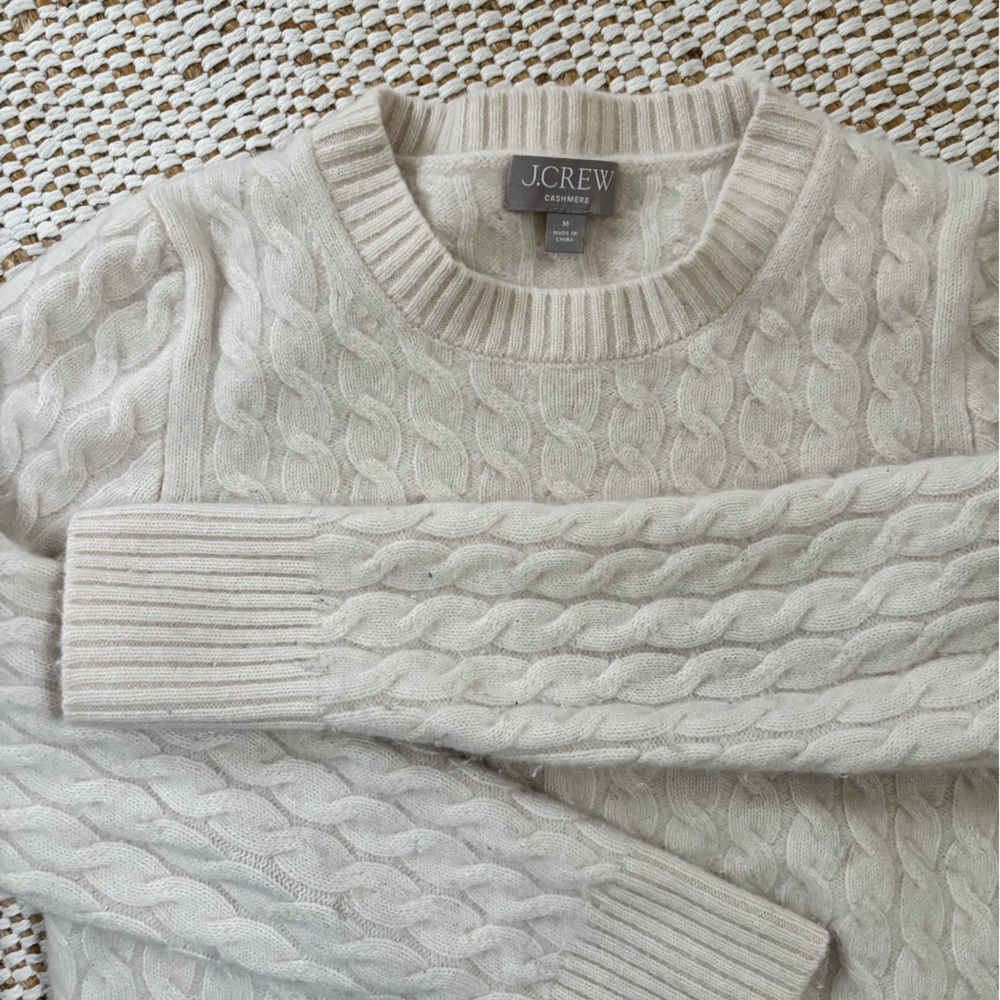 J. Crew Ivory Cable Knit Sweater